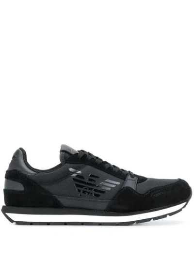 Shop Emporio Armani Running Sneakers In Black