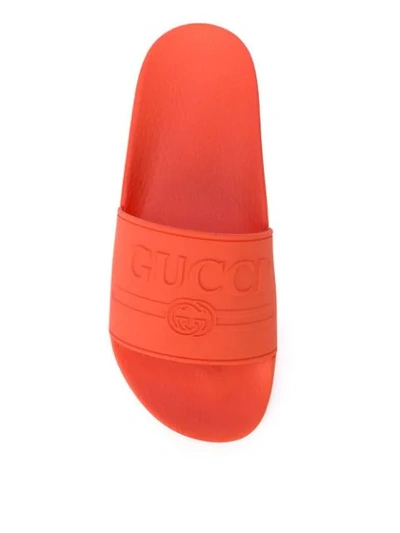 Shop Gucci Logo Slides In Yellow