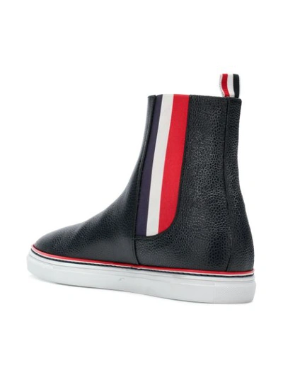 Shop Thom Browne Striped Elastic Chelsea Hi-top Leather Trainer In Blue