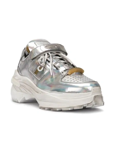 Shop Maison Margiela Retro Fit Sneakers In Silver ,white