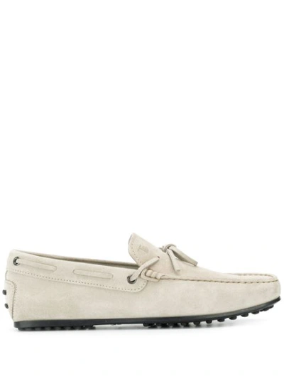 Shop Tod's Lacceto City Loafers In Neutrals