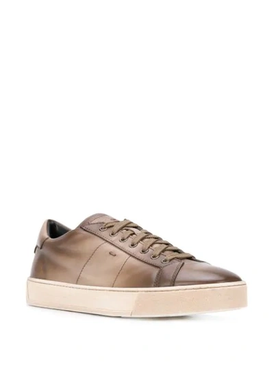 Shop Santoni Ombre Effect Lace-up Sneakers In Neutrals