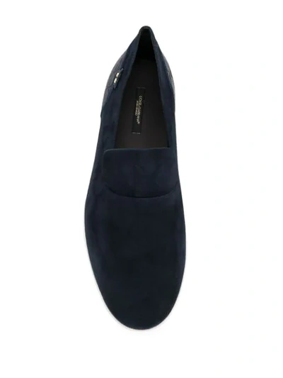 Shop Dolce & Gabbana Crocodile-embossed Panel Slip-on Sneakers In Blue