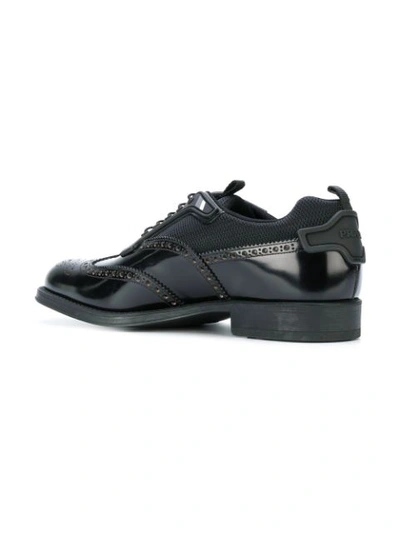 Shop Prada Contrast Panel Brogue Shoes - Black