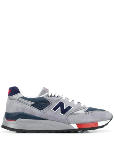 Shop New Balance Logo Embroidered Sneakers In Grey