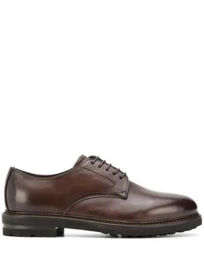 Shop Henderson Baracco Lace-up Shoes With Faux Fur Lining In Brown