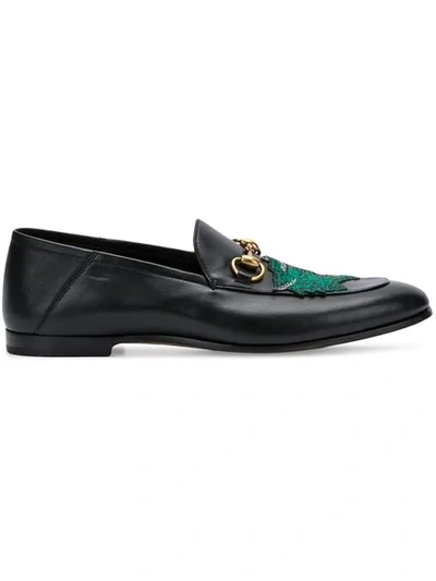 Shop Gucci Panther Face Loafers In Black