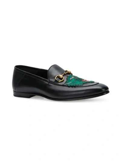 Shop Gucci Panther Face Loafers In Black