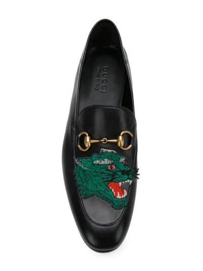 Shop Gucci Panther Face Loafers In Black