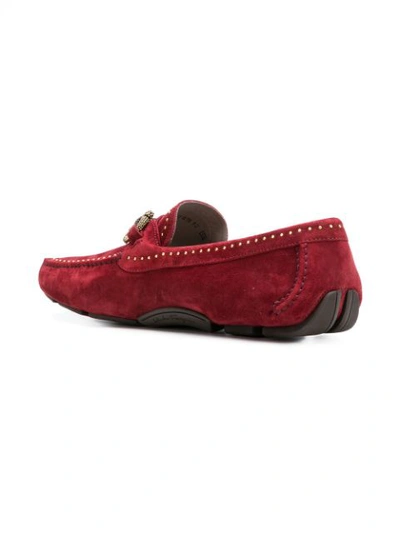 Shop Ferragamo Salvatore  Studded Loafers - Red