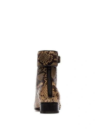 Shop Saint Laurent Brown Snake Skin Leather Boots In 7019 Brown