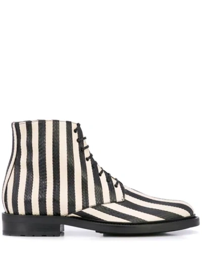 Shop Saint Laurent Army Striped Ankle Boots In Black