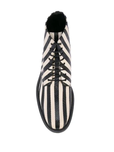 Shop Saint Laurent Army Striped Ankle Boots In Black
