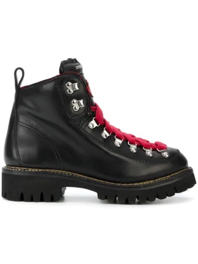 Shop Dsquared2 Contrast Hiking Boots In Black