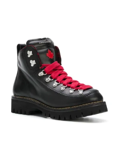 Shop Dsquared2 Contrast Hiking Boots In Black