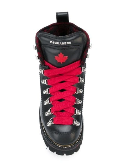 Shop Dsquared2 Contrast Hiking Boots In Black