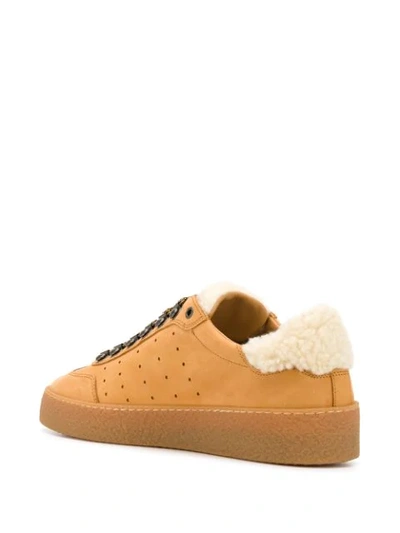 Shop Dsquared2 Shearling-trimmed Sneakers In Brown