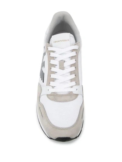Shop Emporio Armani Logo Printed Sneakers In White
