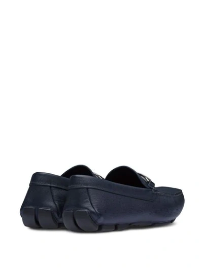 Shop Prada Saffiano Leather Loafers In Blue
