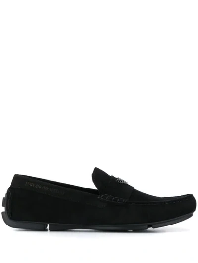 Shop Emporio Armani Driving Loafers In Black