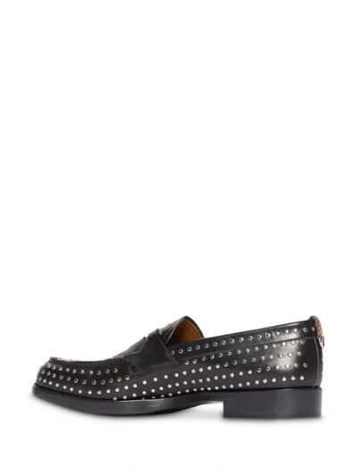 Shop Burberry D-ring Detail Studded Leather Loafers In Black