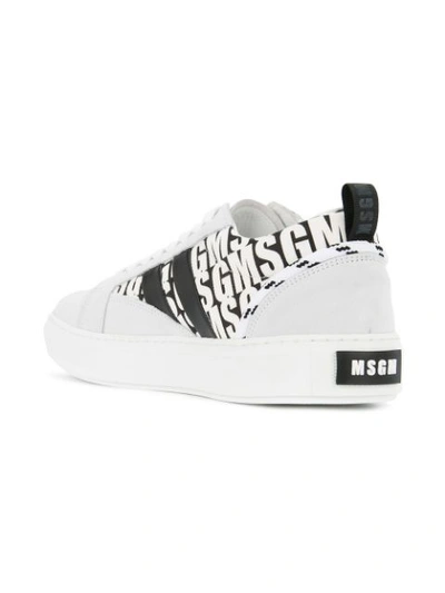 Shop Msgm Monochrome Patterned Sneakers - White