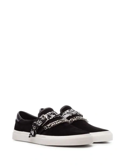 AMIRI BLACK BANDANA CHAIN STRAP SLIP-ON SUEDE SNEAKERS - 黑色