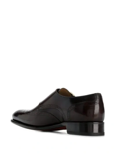 Shop Santoni Double-buckle Monk Shoes In Brown
