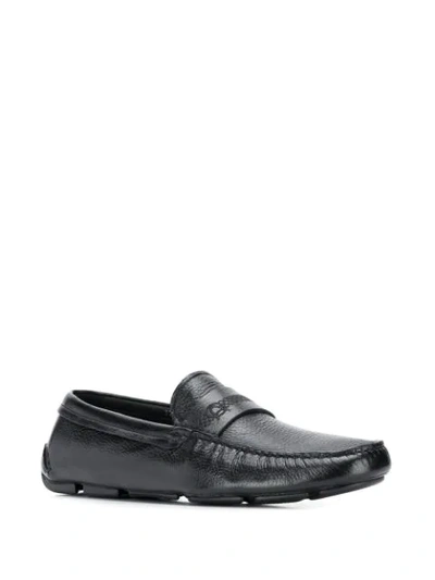 Shop Giorgio Armani Slip On Loafers In Black