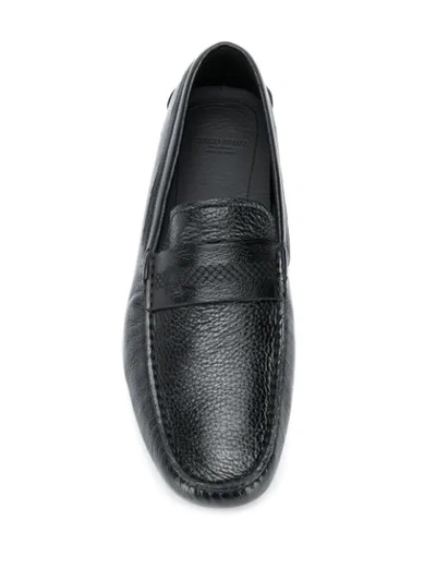 Shop Giorgio Armani Slip On Loafers In Black