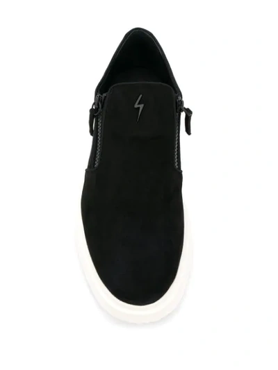 Shop Giuseppe Zanotti Lightning Bolt Sneakers In Black