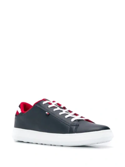 Shop Tommy Hilfiger Leather Lace-up Sneakers In Blue