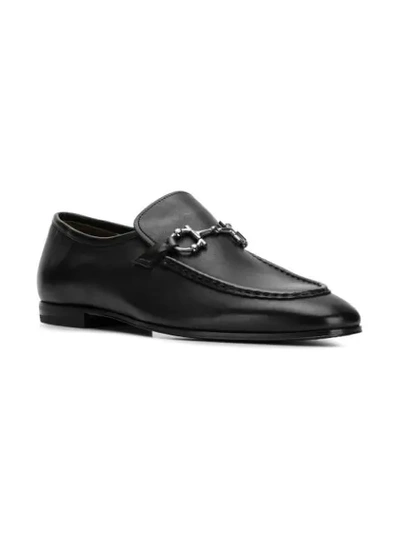 Shop Ferragamo Double Gancio Loafers In Black