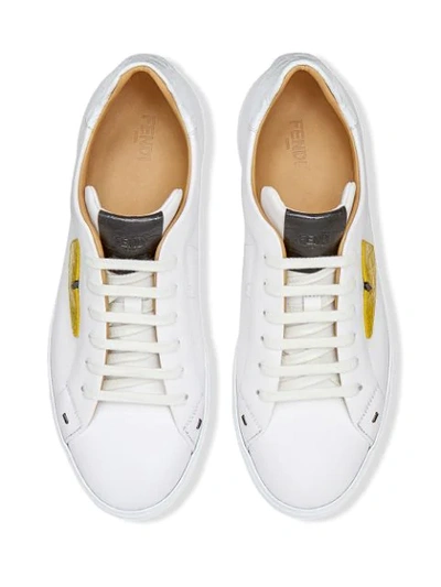 Shop Fendi Bag Bugs Eye Sneakers In White