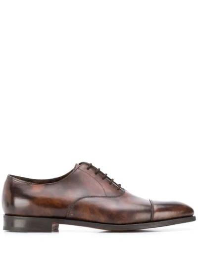 Shop John Lobb Burnished Oxford Shoes In Brown