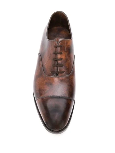 Shop John Lobb Burnished Oxford Shoes In Brown