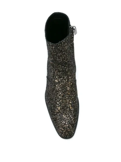 Shop Saint Laurent Wyatt 40 Glitter Boots In Black