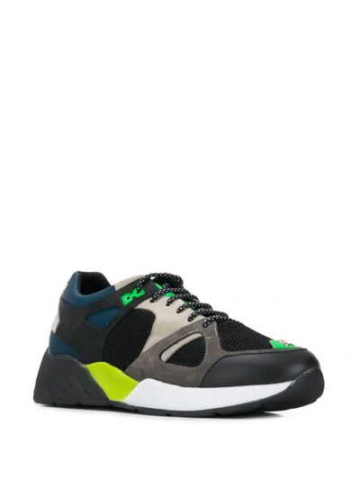 Shop Philipp Plein Statement Runner Sneakers In 0205 Black / Green