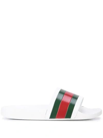 Shop Gucci Rubber Slide Sandals In 9079 Great White/red