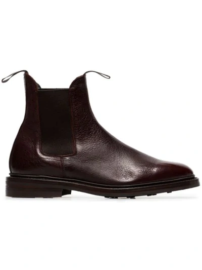 Shop Tricker's X Browns Burgundy Leather Chelsea Boots In Red
