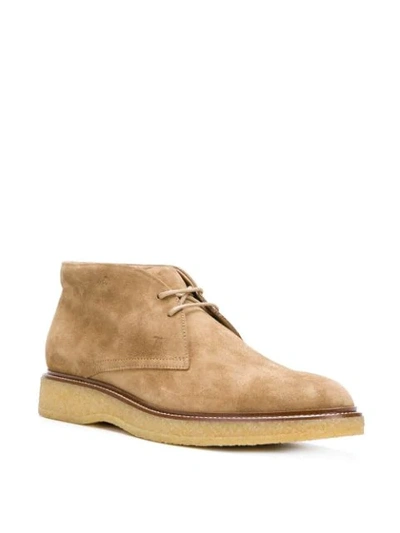 Shop Tod's Chunky Sole Desert Boots In Neutrals