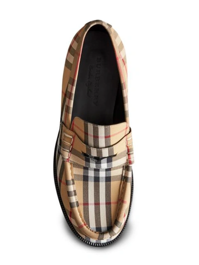 Shop Burberry Vintage Check Cotton Loafers - Yellow