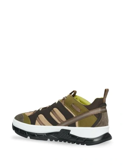 Shop Burberry Mesh And Suede Union Sneakers In Brown