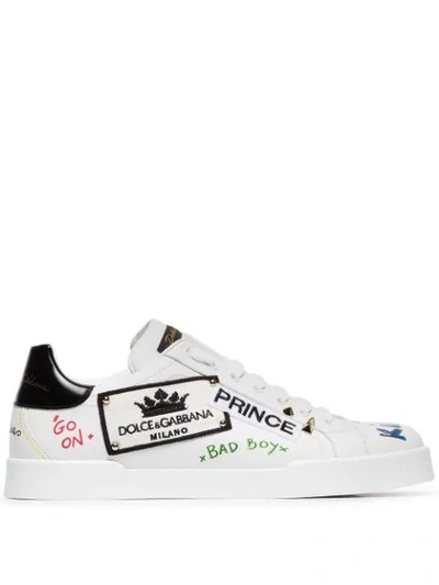 Shop Dolce & Gabbana Prince Graffiti Print Sneakers In White