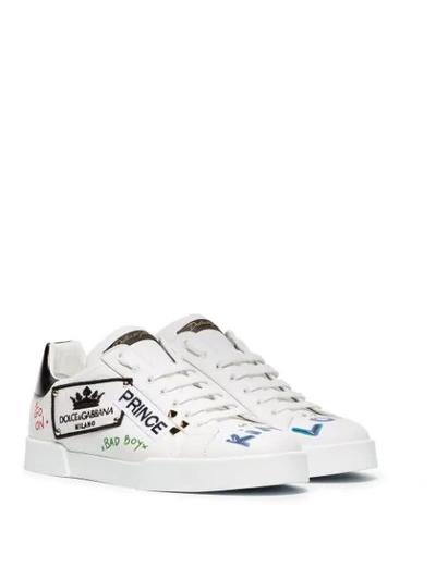 Shop Dolce & Gabbana Prince Graffiti Print Sneakers In White