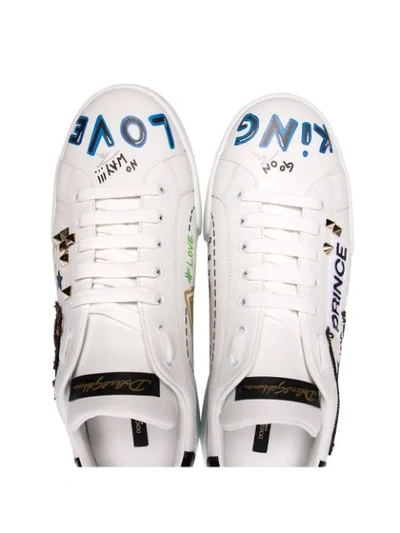 Shop Dolce & Gabbana Prince Graffiti Print Sneakers In White