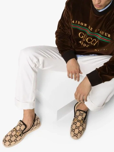 Shop Gucci Espadrilles Mit Gg-logo In Neutrals