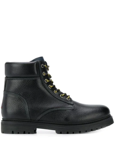 Shop Tommy Jeans Lace-up Outdoor Boots In Black