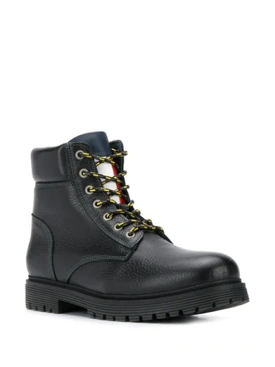 Shop Tommy Jeans Lace-up Outdoor Boots In Black