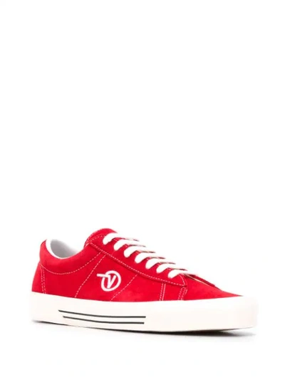 Shop Vans Embroidered Logo Sneakers In Red